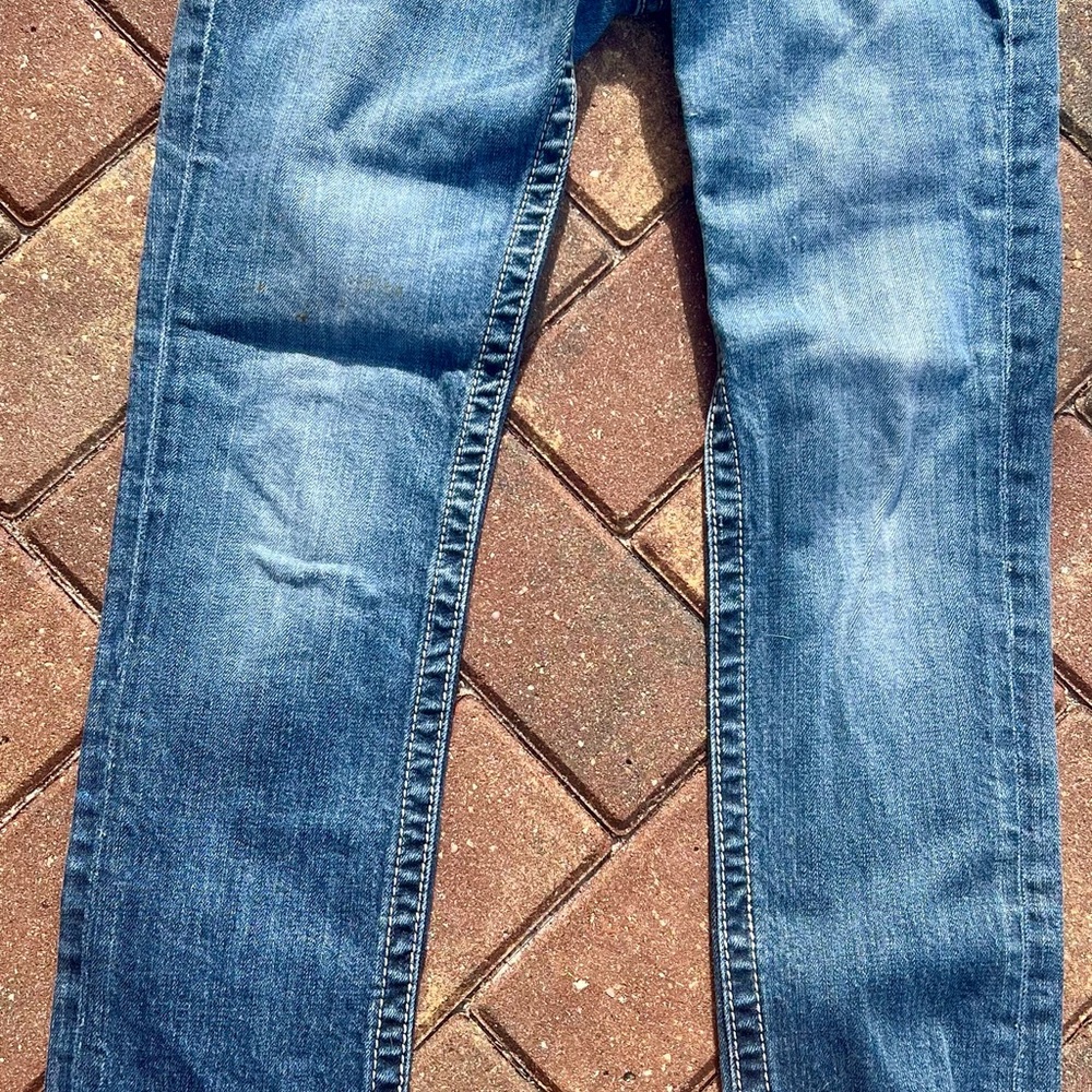 Miss Me Blue Skinny Jeans with Faded Distressed Look